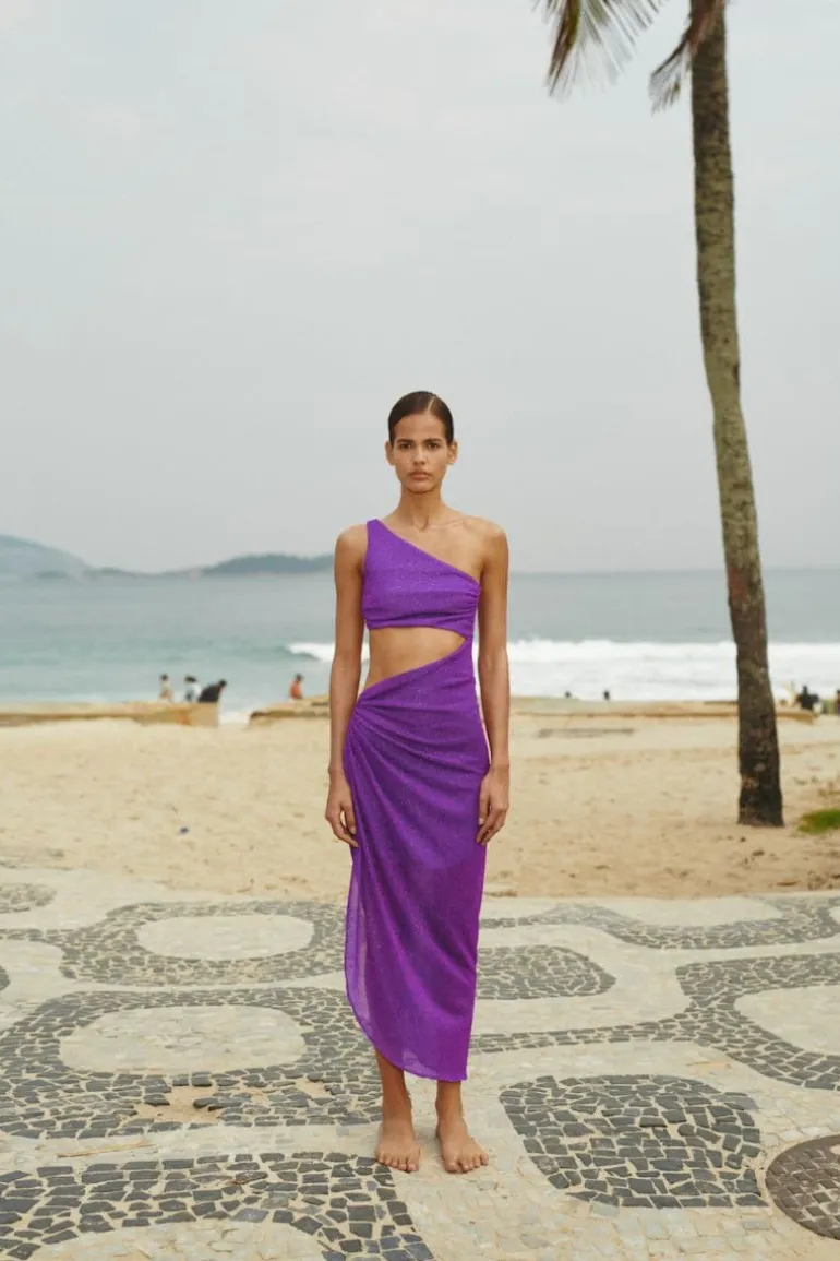 Dresses | Midi Dresses<CULT MIA ABEL ZADEH ASYMMETRIC CUT-OUT MIDI DRESS Purple