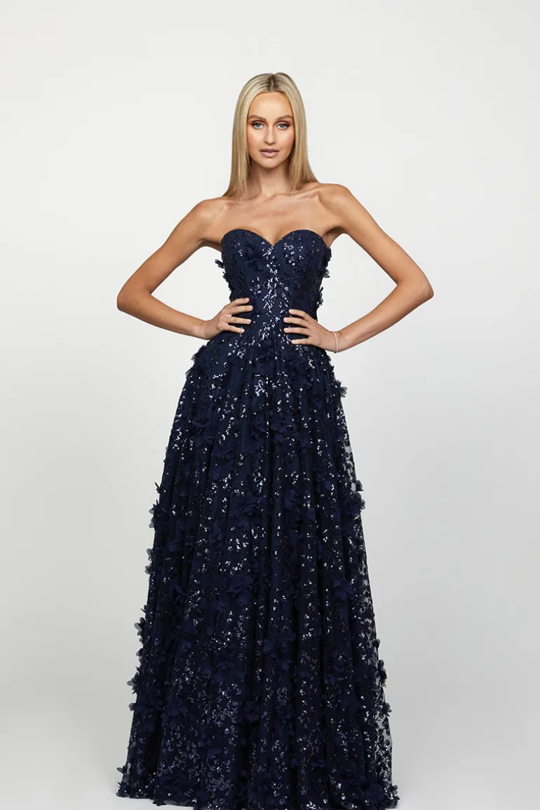 Dresses | Gowns<CULT MIA ADELA SWEETHEART PETAL BALL GOWN Navy