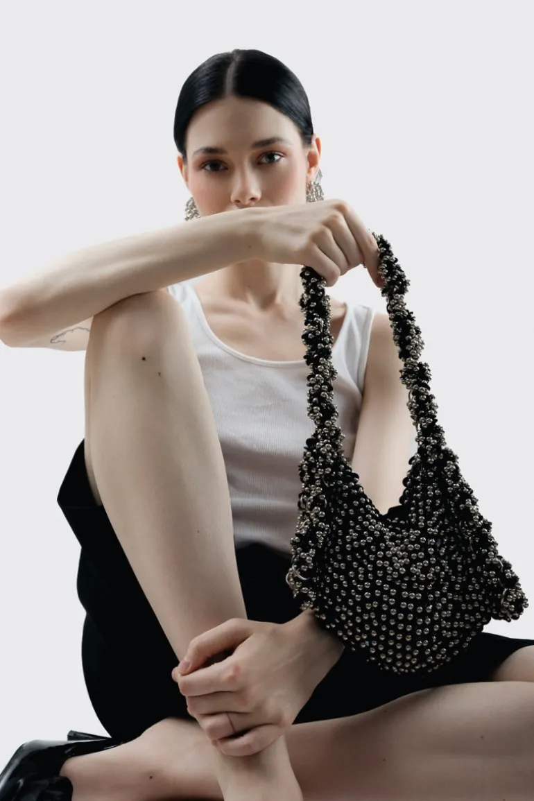 Top Handle Bags<CULT MIA ADHAR BAG Black & Silver