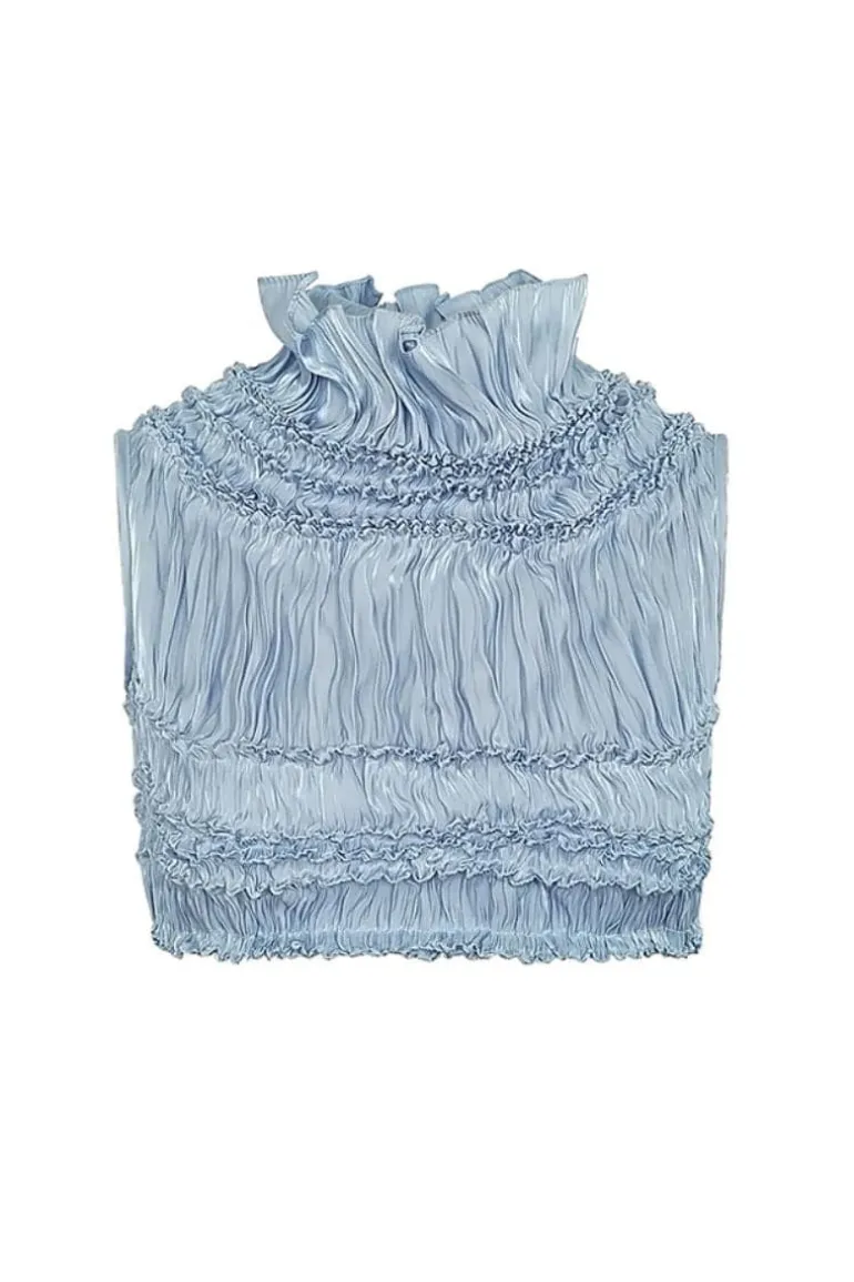 Tops<CULT MIA ADRIANA DRAPY SQUARE SHIBORI TOP Blue