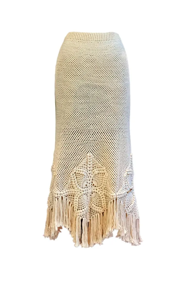 Skirts<CULT MIA AGNES HAND-WOVEN MIDI SKIRT Beige Thread