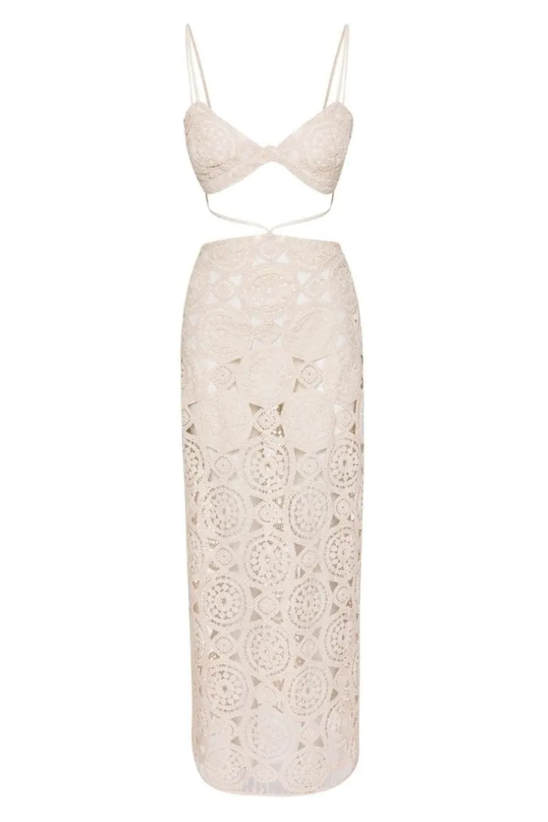 Dresses | Midi Dresses<CULT MIA AITANA CUTOUT CROCHET DRESS Beige