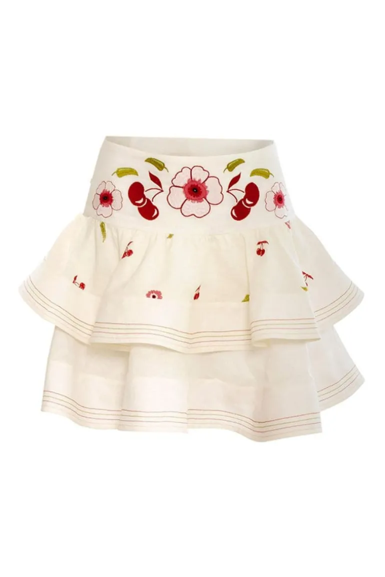 Skirts<CULT MIA AL FRESCO MINI SKIRT Embroidery Cherry Picante