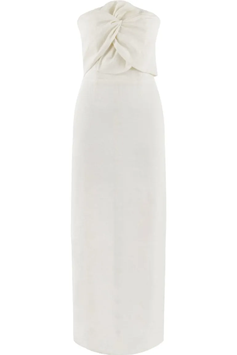 Dresses<CULT MIA ALAIA WHITE LINEN TWIST MAXI DRESS Off-White