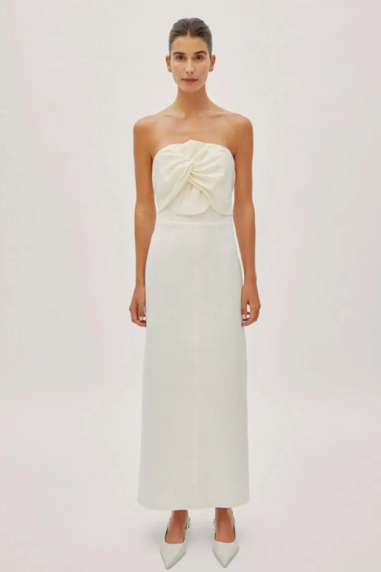 Dresses<CULT MIA ALAIA WHITE LINEN TWIST MAXI DRESS Off-White