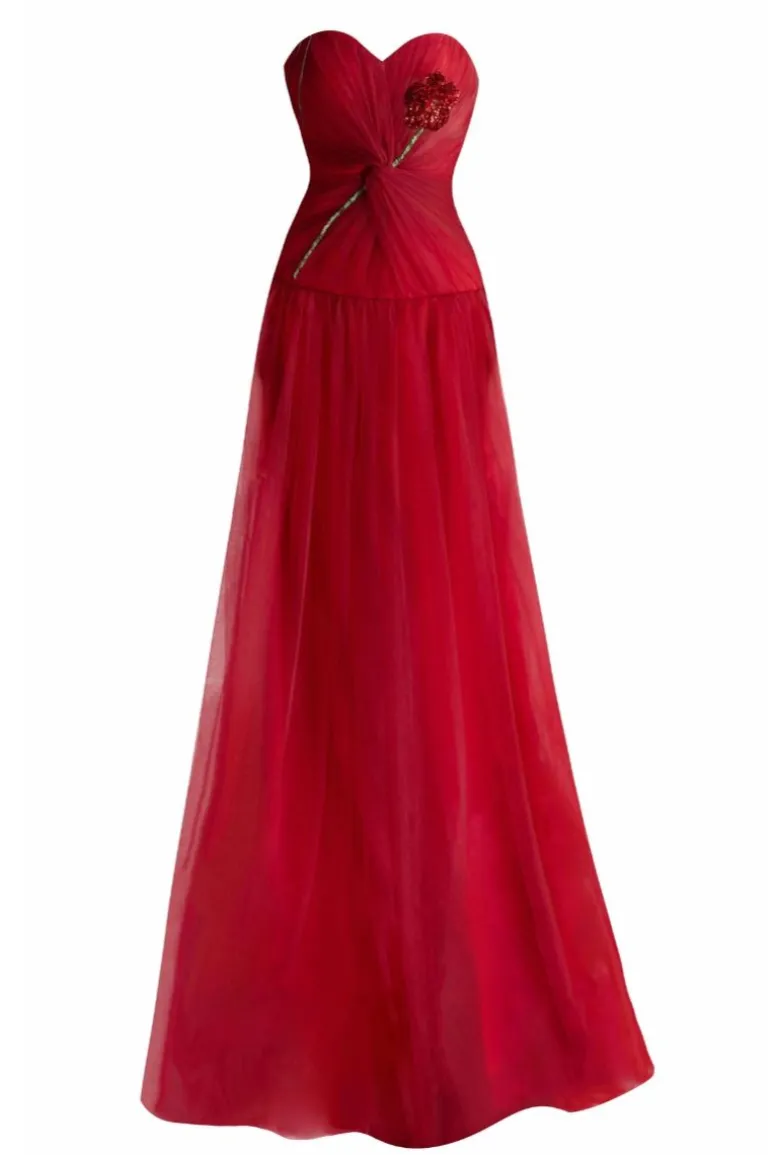Dresses | Gowns<CULT MIA ALENA A-LINE SWEETHEART NECK MESH GOWN Red