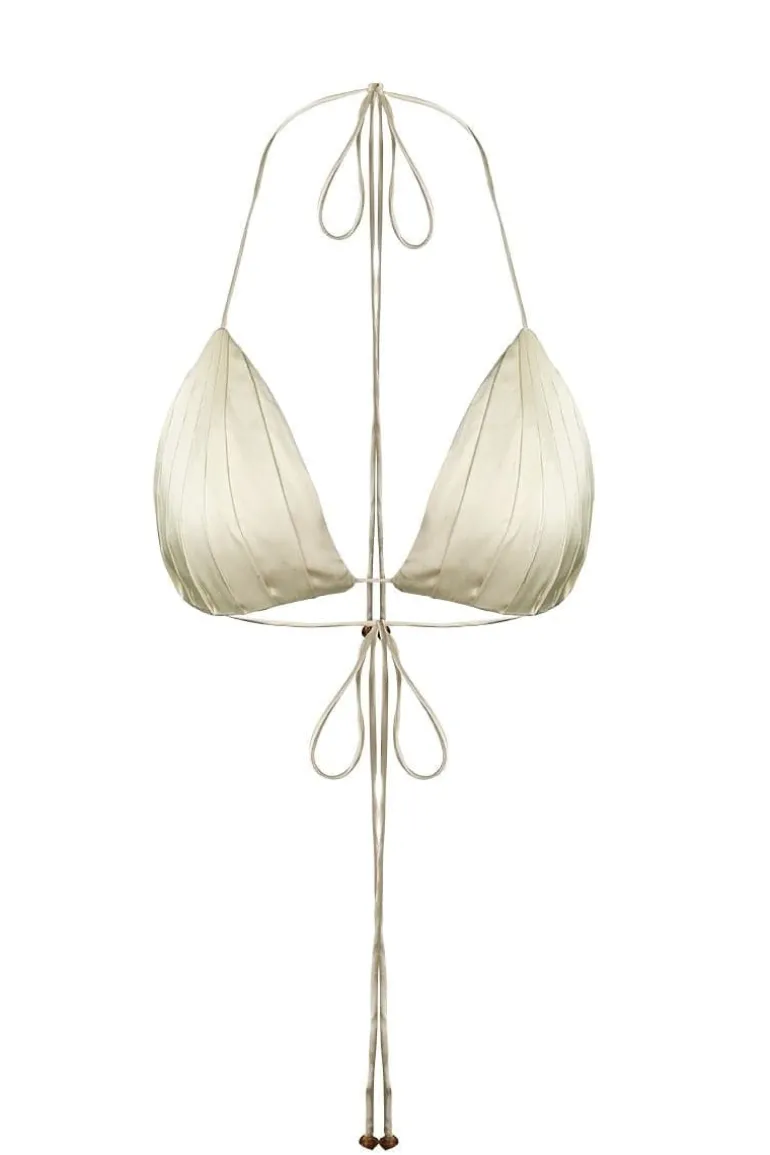 Tops<CULT MIA ALGA PLEATED SILK TOP Off White