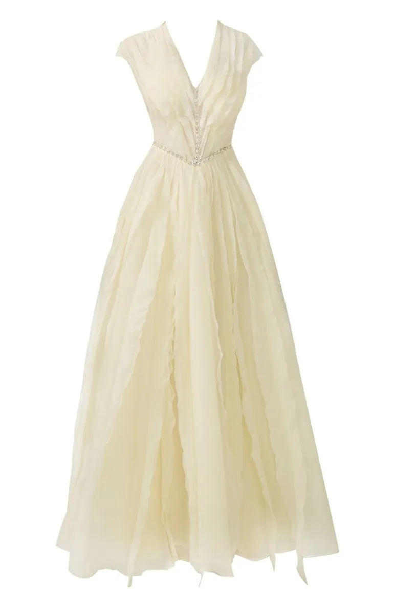 Dresses | Gowns<CULT MIA A-LINE PLEATED CHEST ORGANZA GOWN Beige