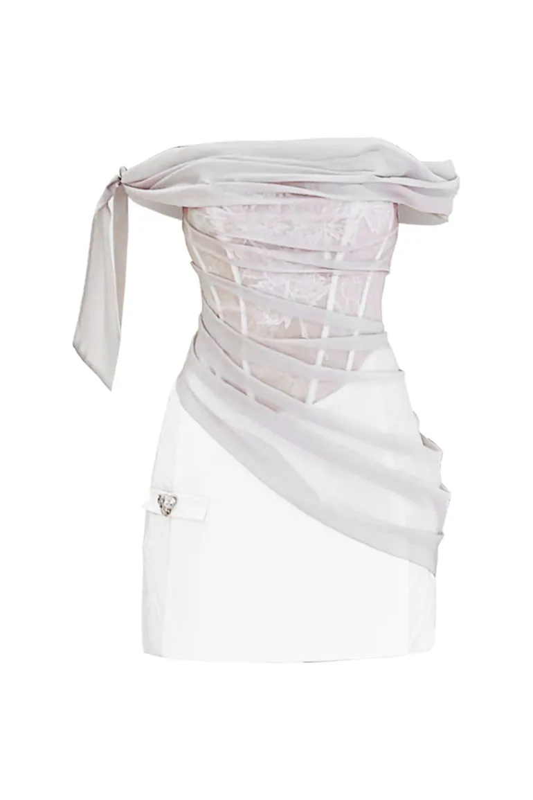 Dresses | Mini Dresses<CULT MIA ALLURING MINI DRESS Grey & White