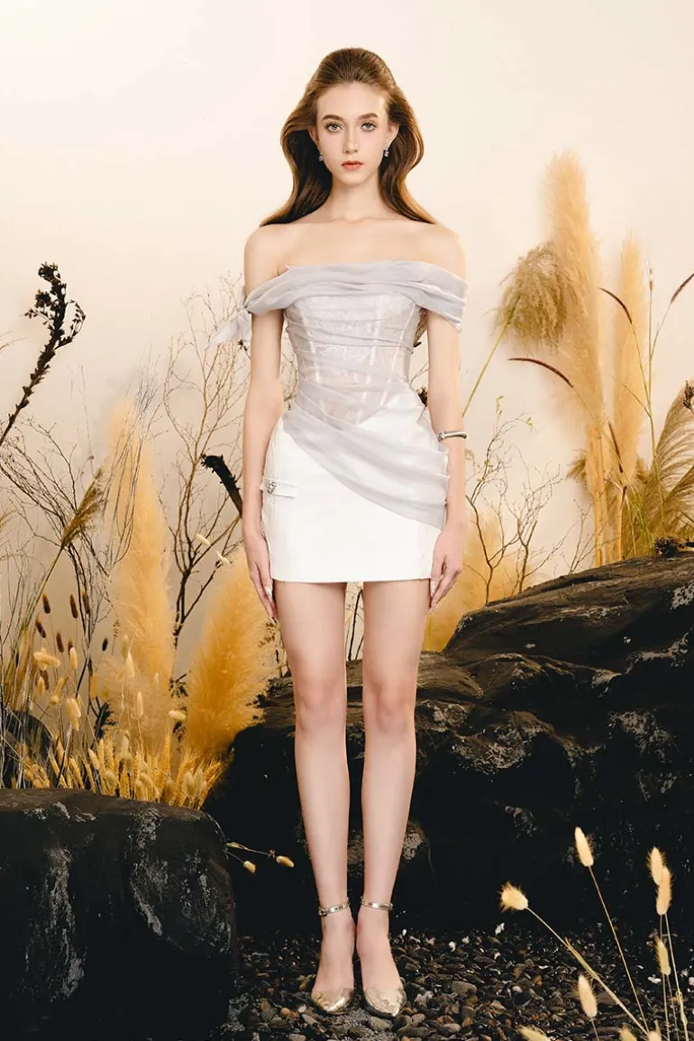 Dresses | Mini Dresses<CULT MIA ALLURING MINI DRESS Grey & White