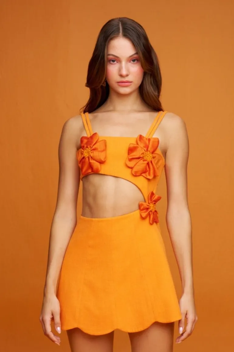 Dresses | Mini Dresses<CULT MIA AMARYLLIS FLORAL MINI DRESS Orange