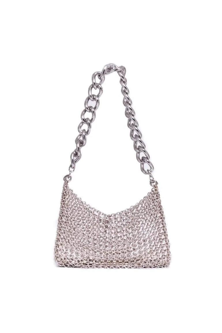 Shoulder Bags<CULT MIA AMATA CHAIN SHOULDER BAG Silver