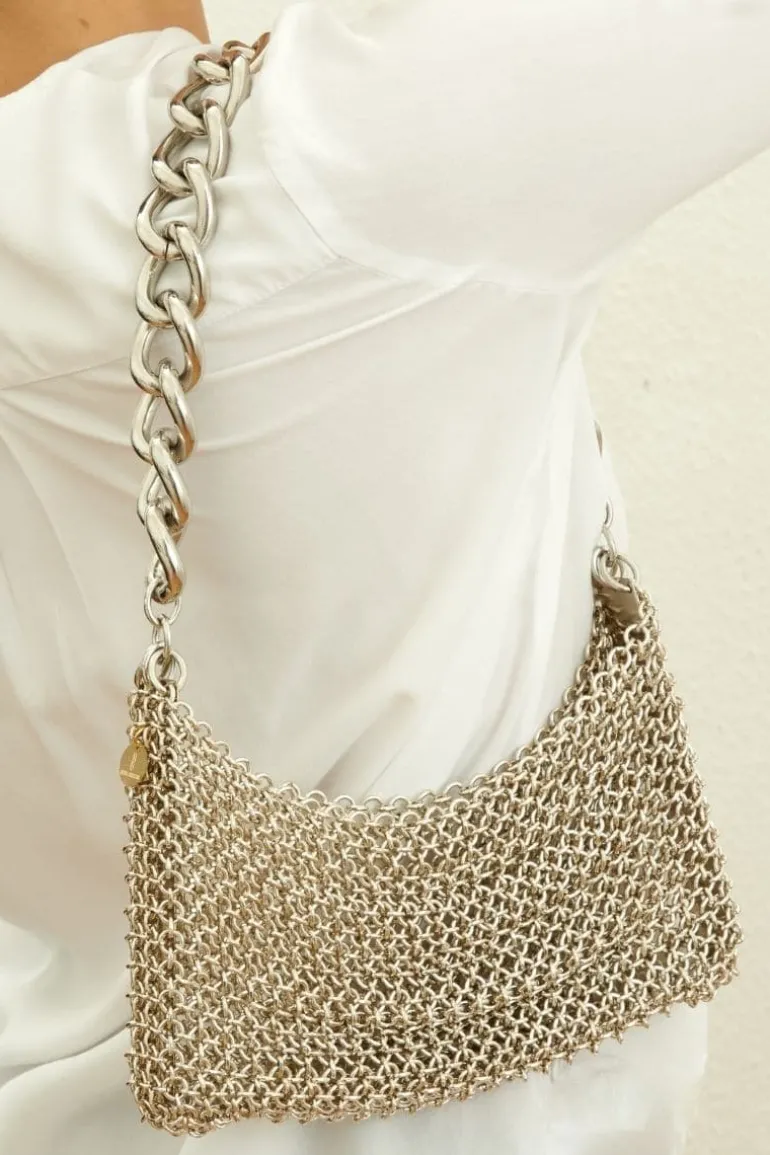 Shoulder Bags<CULT MIA AMATA CHAIN SHOULDER BAG Silver