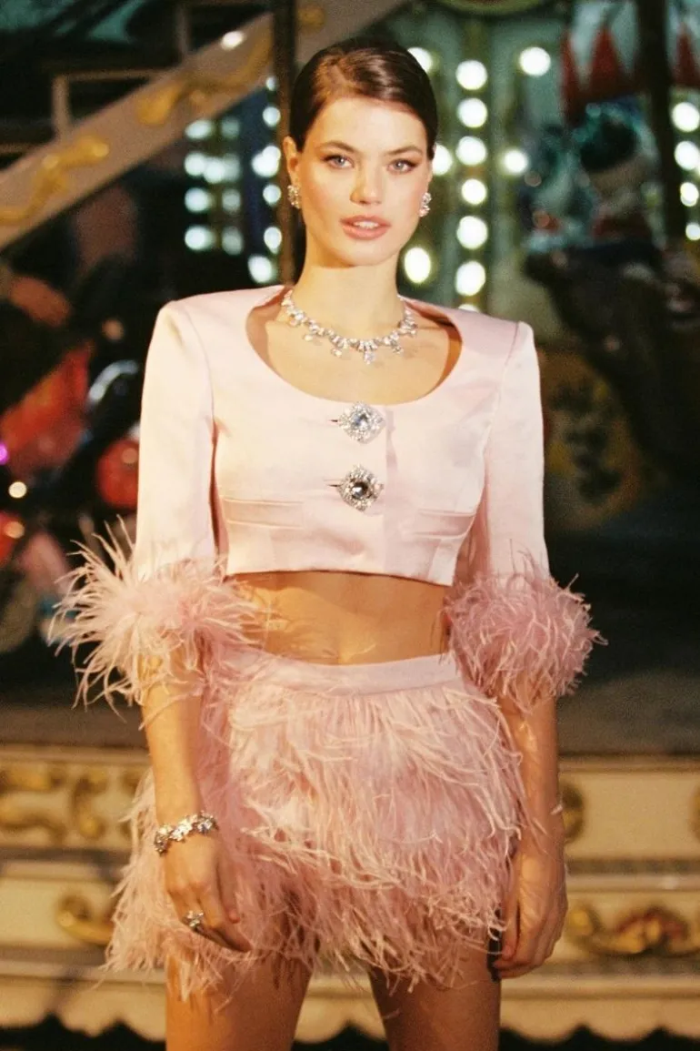 Skirts<CULT MIA AMBRE FEATHER MINI SKIRT Pink