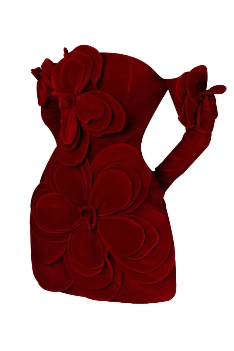 Dresses | Mini Dresses<CULT MIA AMORA A-LINE COLD SHOULDER VELVET MINI DRESS Red