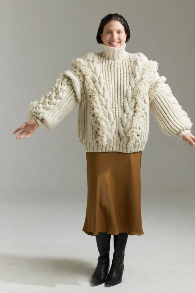 Knitwear<CULT MIA ANASTASIA CABLE TURTLENECK SWEATER Off White