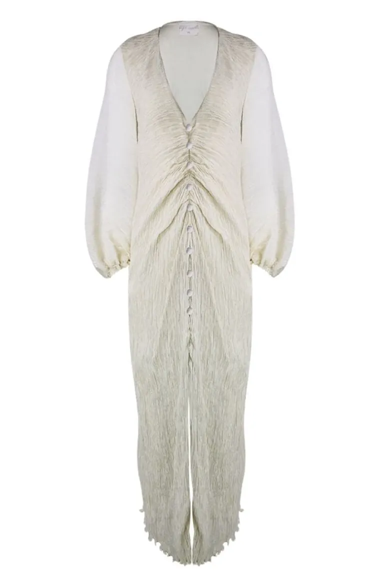 Dresses<CULT MIA ANCLA V-NECK RUCHED MAXI DRESS Off White