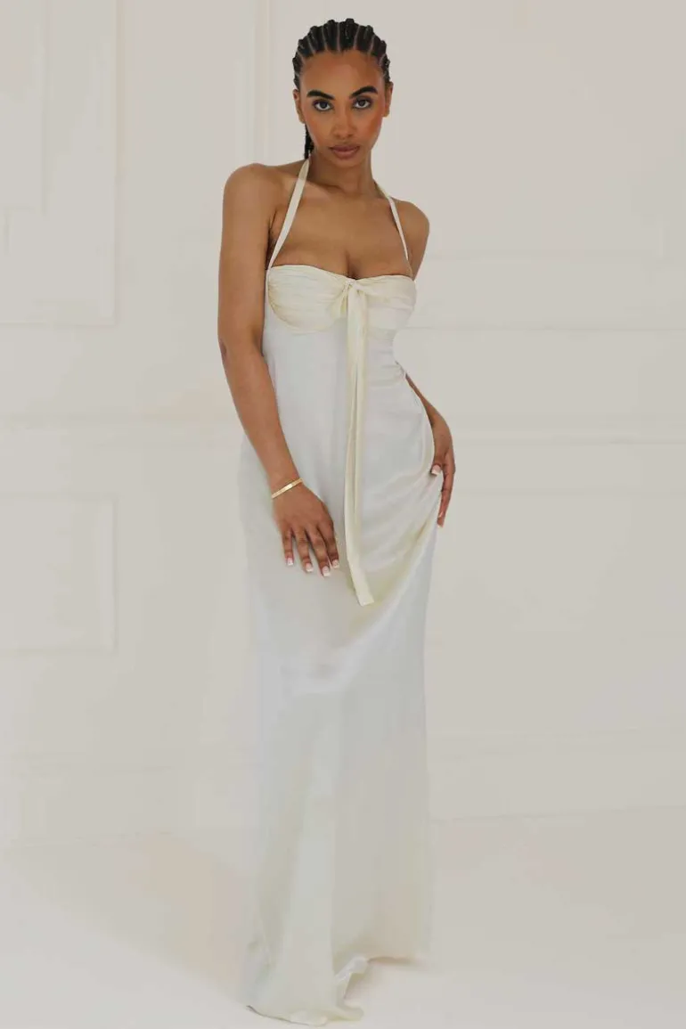 Dresses<CULT MIA ANGELINA MAXI DRESS IN SILK Ivory White