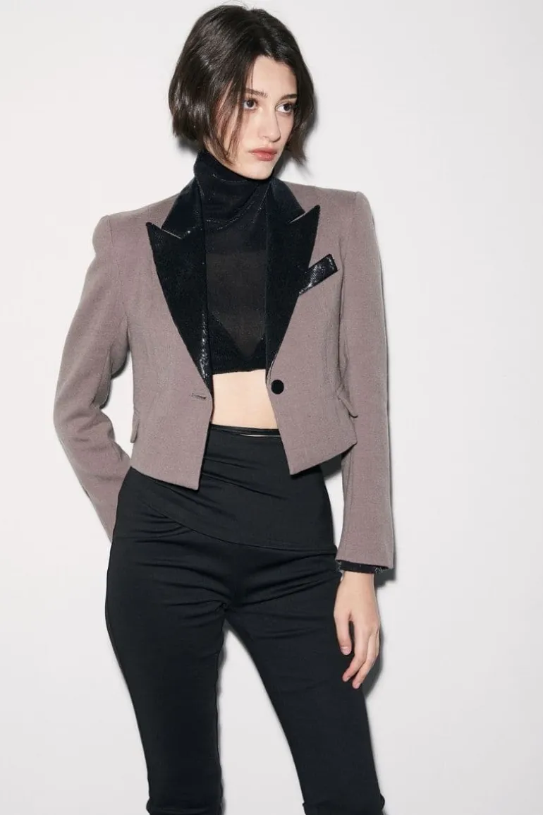 Jackets<CULT MIA ANGÈLE CROPPED JACKET Gray