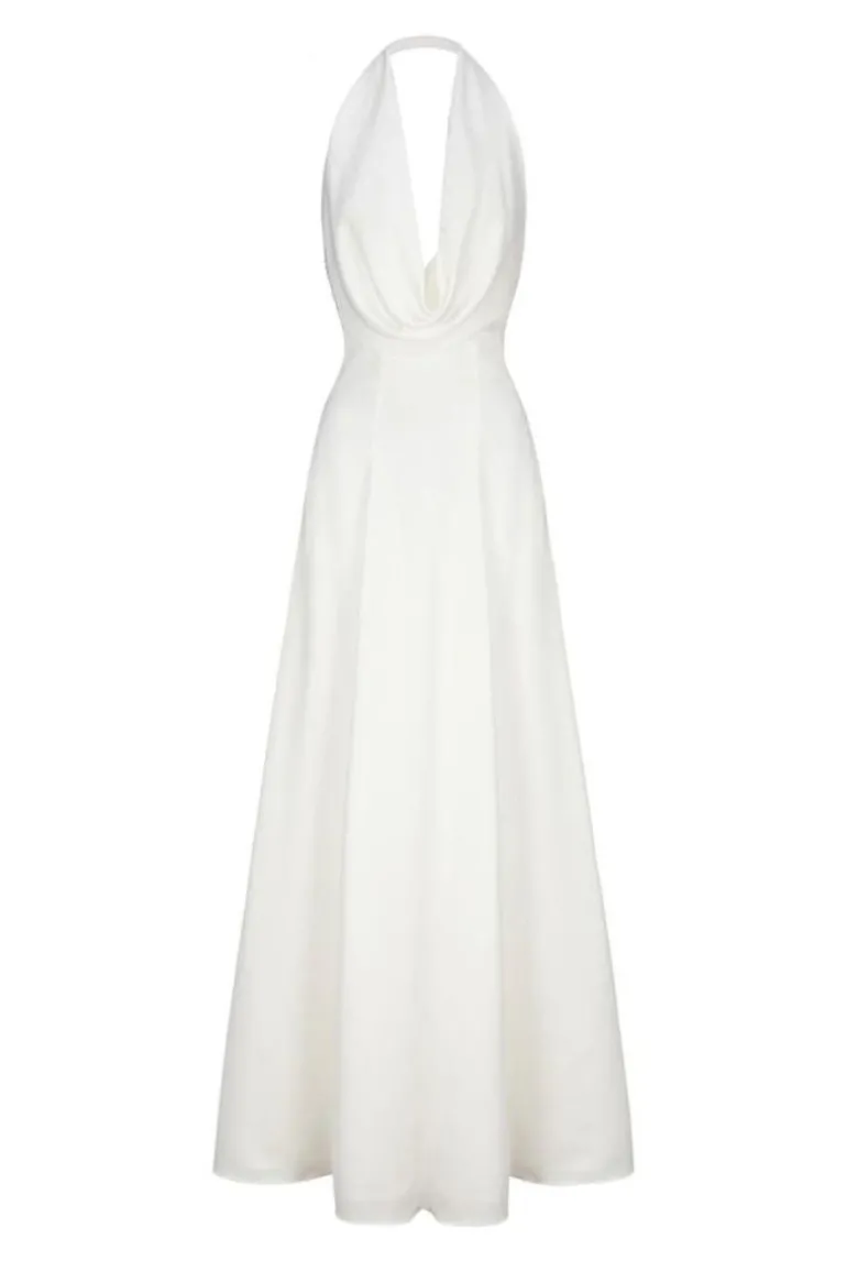 Dresses | Gowns<CULT MIA ANIYA SATIN V-NECK GOWN White