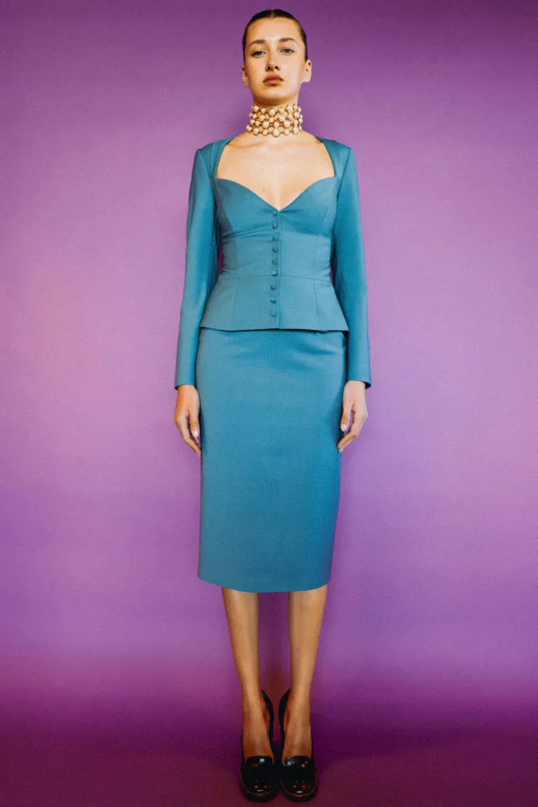 Skirts<CULT MIA ANNE WORKING SKIRT IN Blue Green