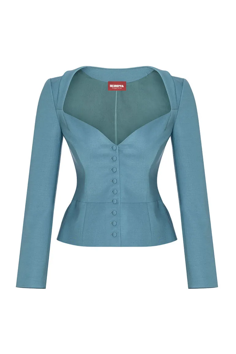 Tops<CULT MIA ANNE WORKING TOP IN Blue Green
