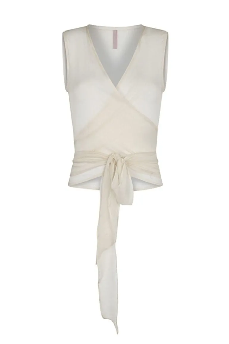 Tops<CULT MIA ANTIBES SILK CHIFFON WRAP BLOUSE White