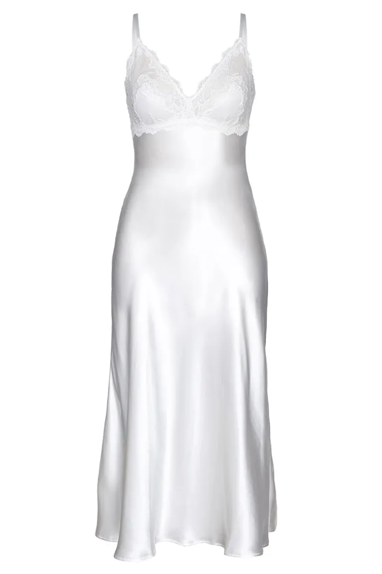 Sleep & Loungewear<CULT MIA ANYA BEAUTIFUL BUST-SUPPORT LONG SILK GOWN IN Ivory