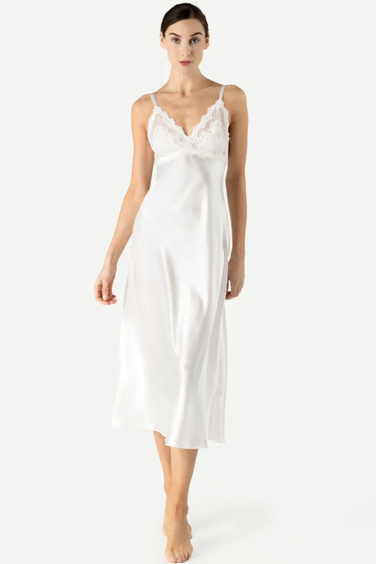Sleep & Loungewear<CULT MIA ANYA BEAUTIFUL BUST-SUPPORT LONG SILK GOWN IN Ivory