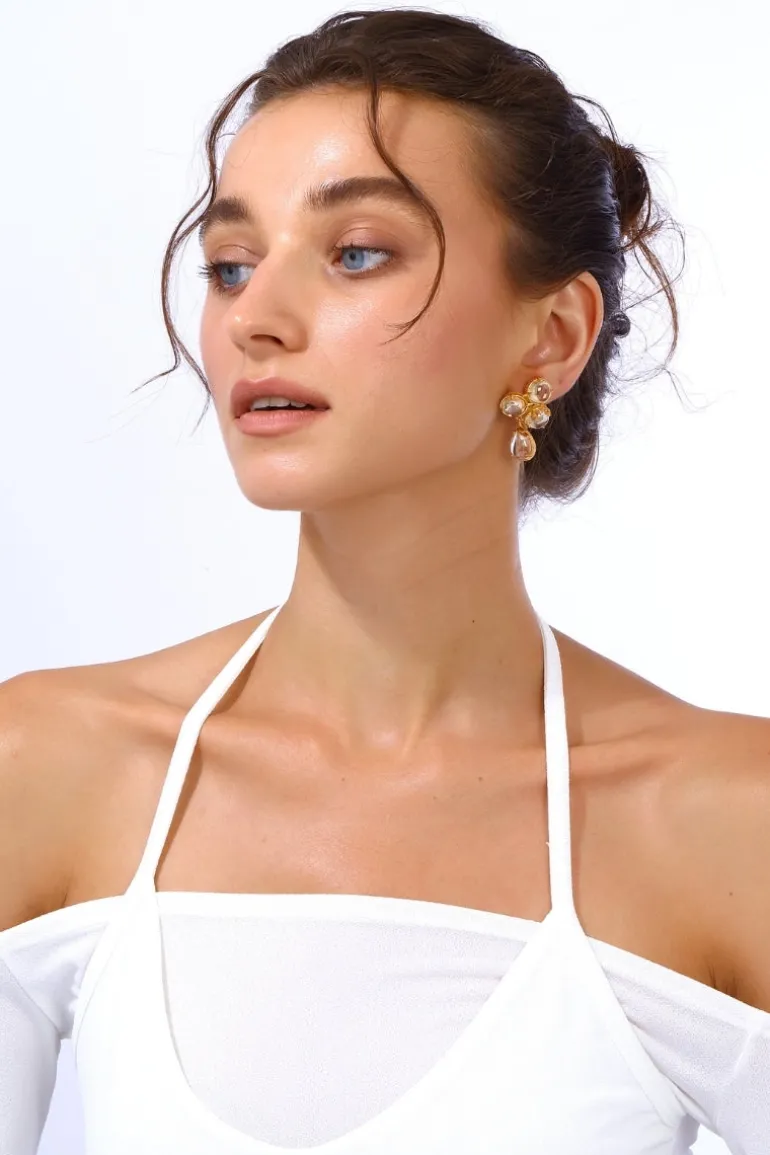 Earrings<CULT MIA AQUA EARRINGS IN Champagne