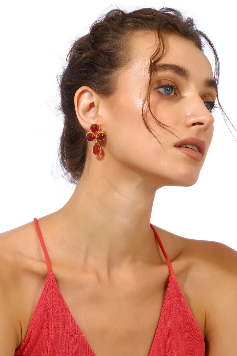 Earrings<CULT MIA AQUA EARRINGS IN Ruby Pink