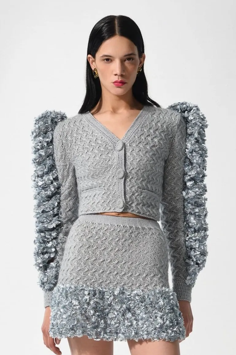 Knitwear<CULT MIA AQUA HAND KNITTED CARDIGAN