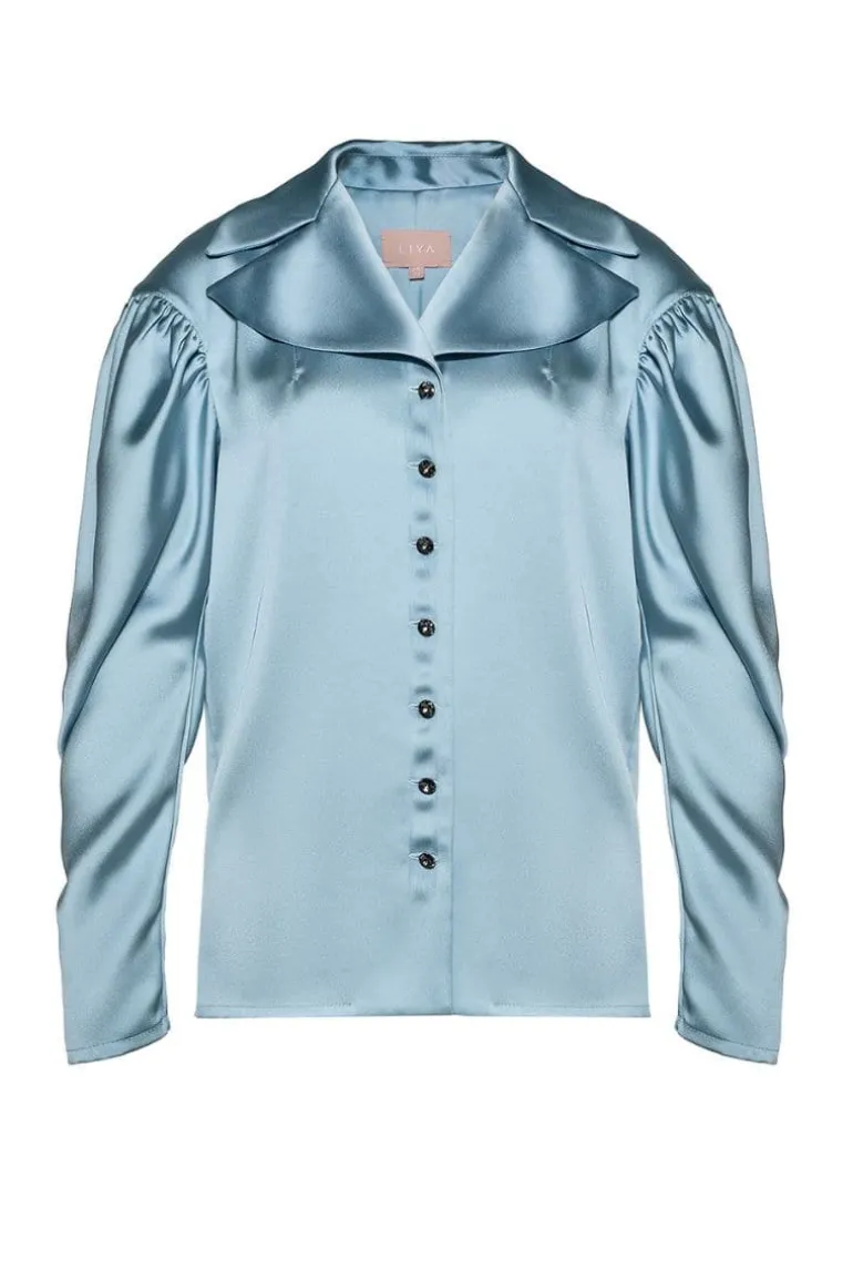 Tops<CULT MIA AQUA LONG SLEEVE SHIRT Blue