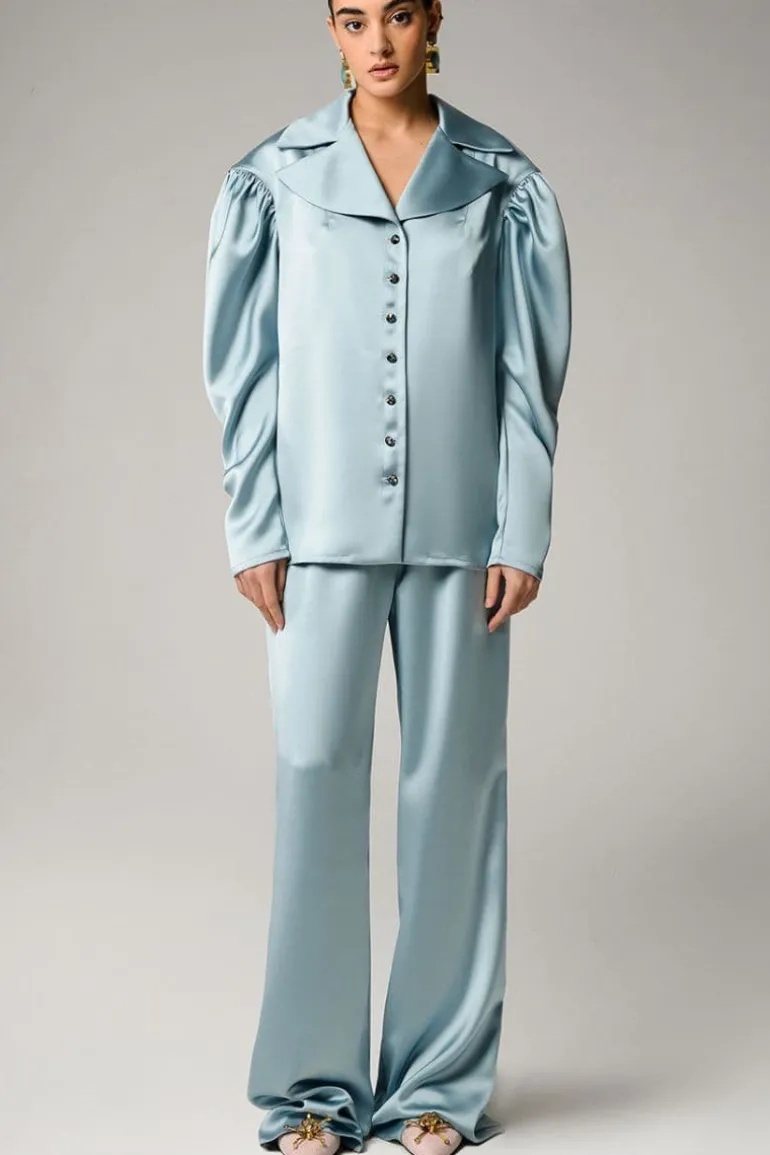Tops<CULT MIA AQUA LONG SLEEVE SHIRT Blue