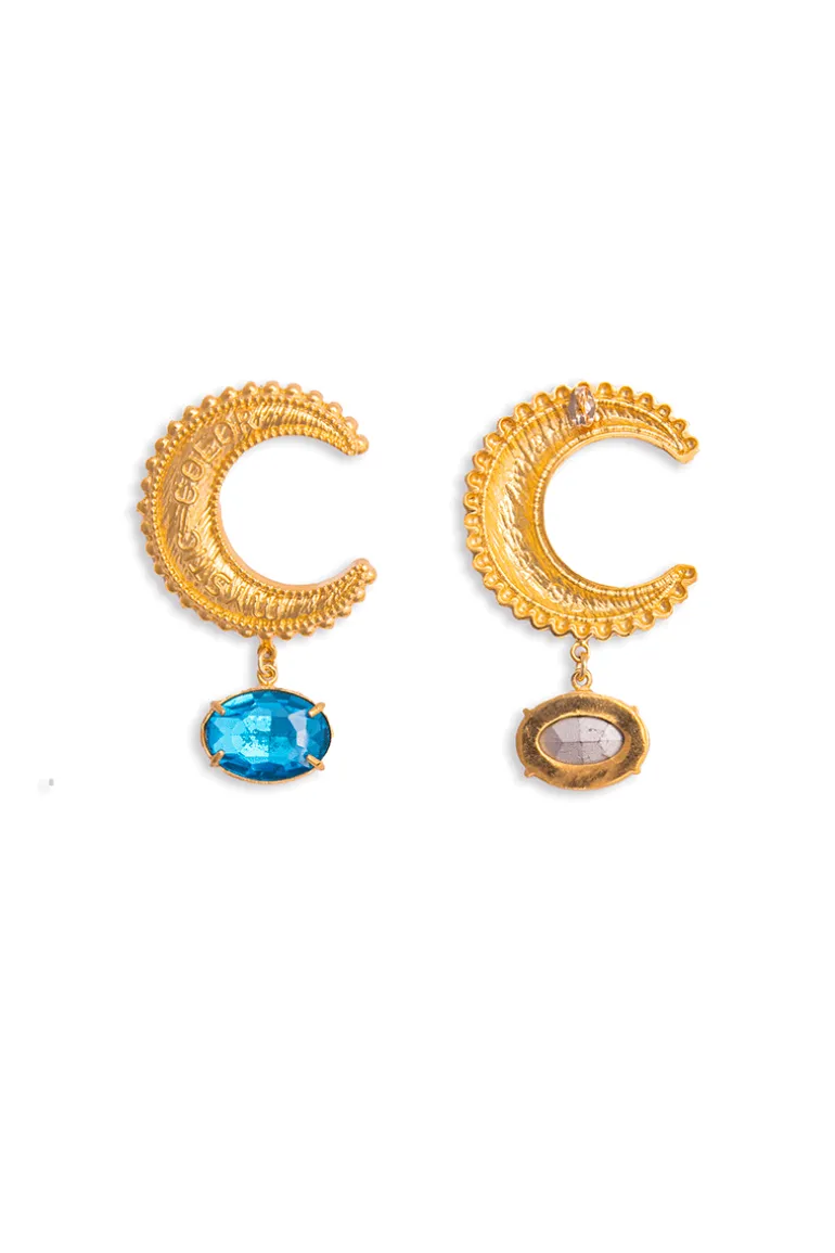 Earrings<CULT MIA ARC EARRINGS WITH CRYSTAL STONES Gold