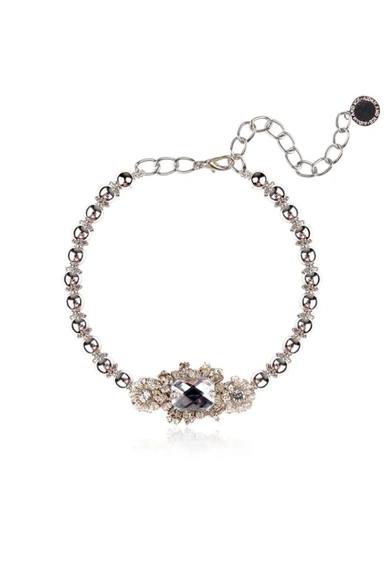 Necklaces<CULT MIA ARIA PEARL AND CRYSTAL CHOKER White, Silver