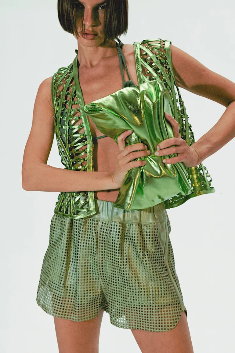 Clutch Bags<CULT MIA ARIANA LEATHER BAG ELECTRIC IN GREEN Electric green