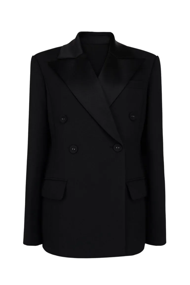 Jackets<CULT MIA ARNOLD STRAIGHT SQUARE SHOULDER BLAZER Black