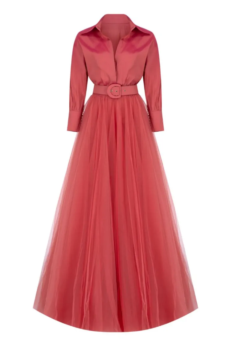 Dresses | Gowns<CULT MIA ARZU COLLARED V-NECK GOWN Terracotta