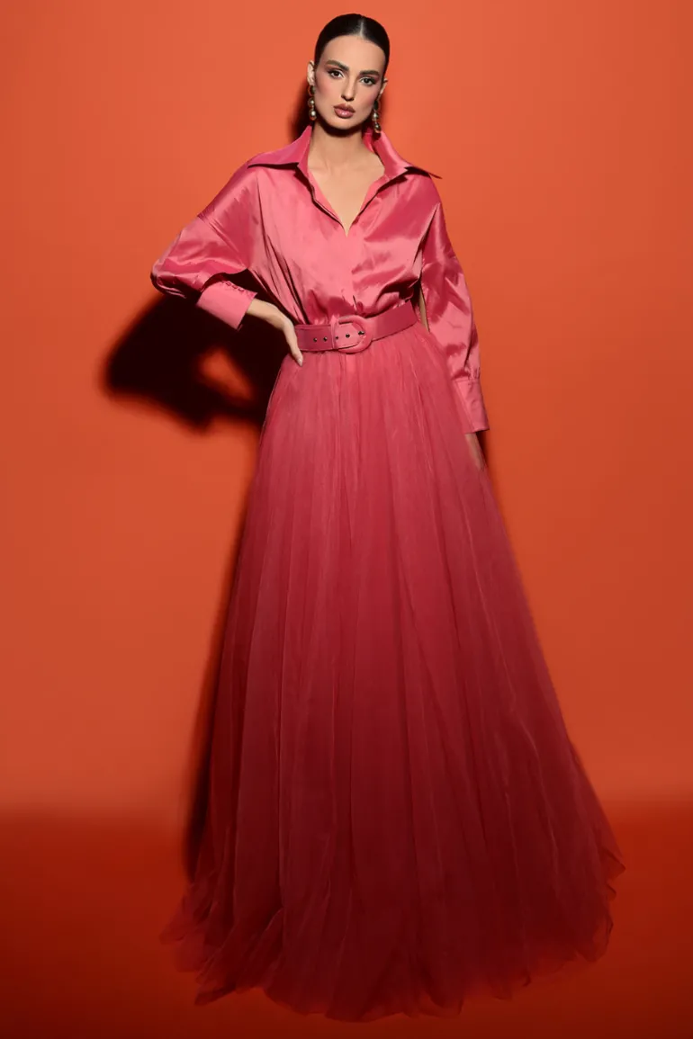 Dresses | Gowns<CULT MIA ARZU COLLARED V-NECK GOWN Terracotta