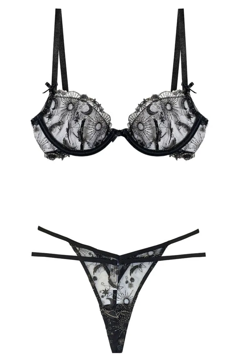 Lingerie<CULT MIA ASTRA DEMI-BRA AND ASTRA THONG Black