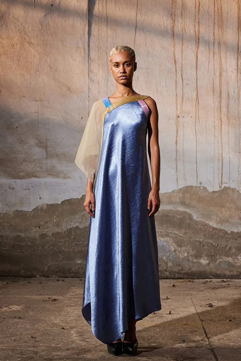 Dresses<CULT MIA ASYMMETRIC ONE-SLEEVE MAXI DRESS Blue