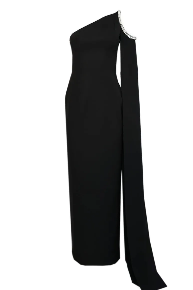Dresses | Gowns<CULT MIA ASYMMETRIC STONE-EMBELLISHED GOWN Black