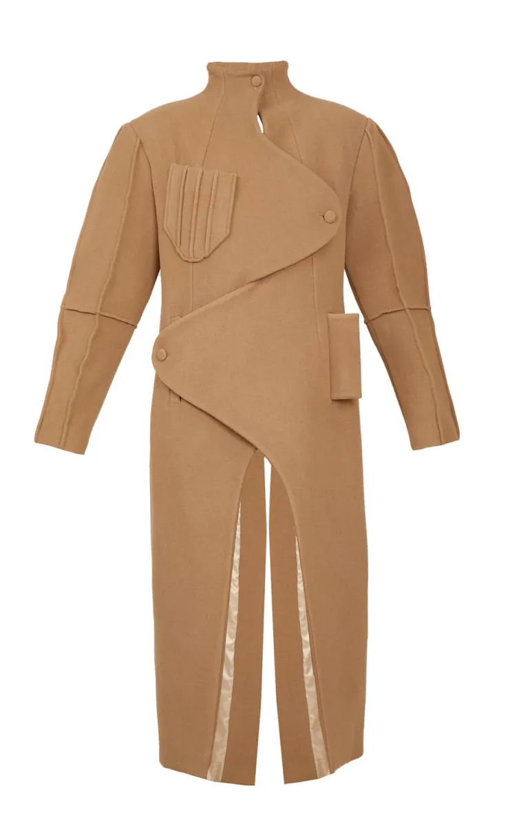 Coats<CULT MIA ASYMMETRIC WOOL-BLEND COAT Brown