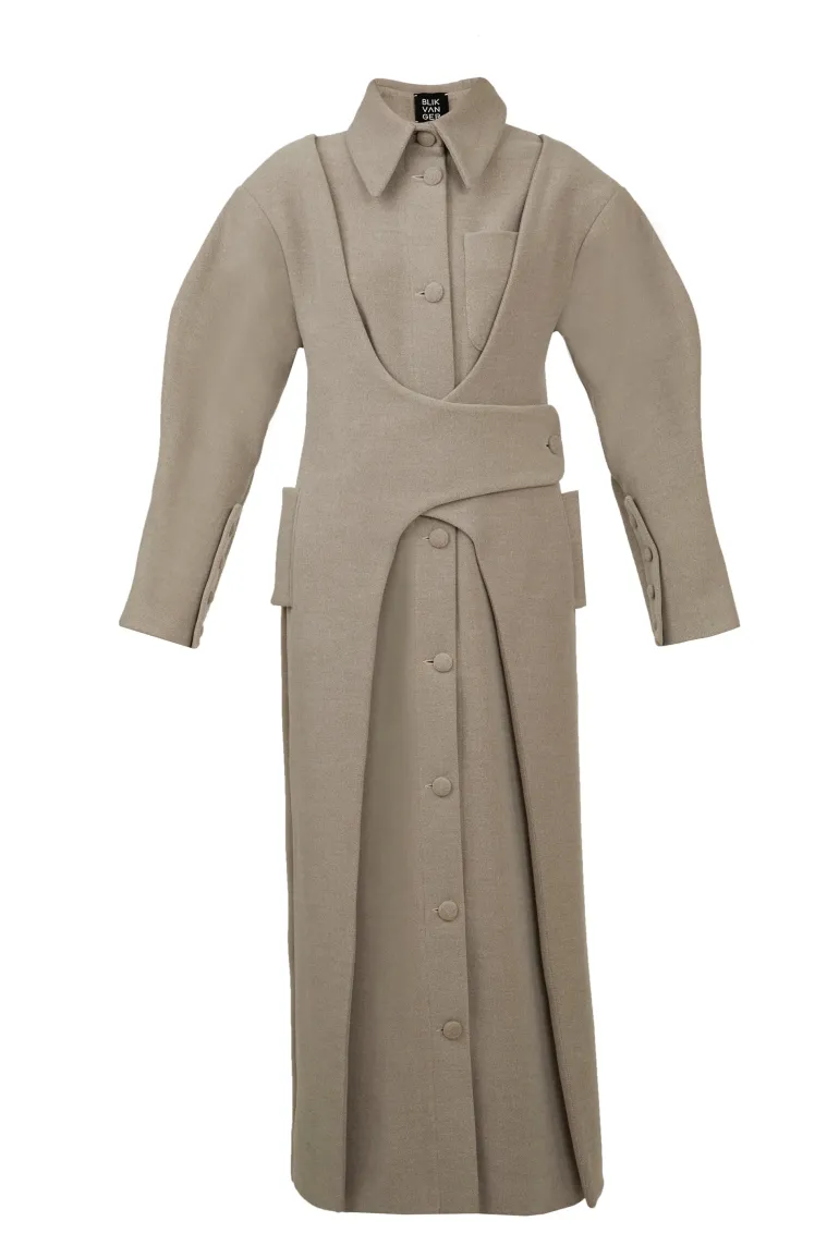 Coats<CULT MIA ASYMMETRIC WOOL-BLEND COAT Gray