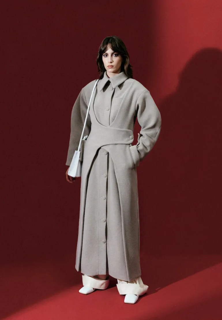 Coats<CULT MIA ASYMMETRIC WOOL-BLEND COAT Gray