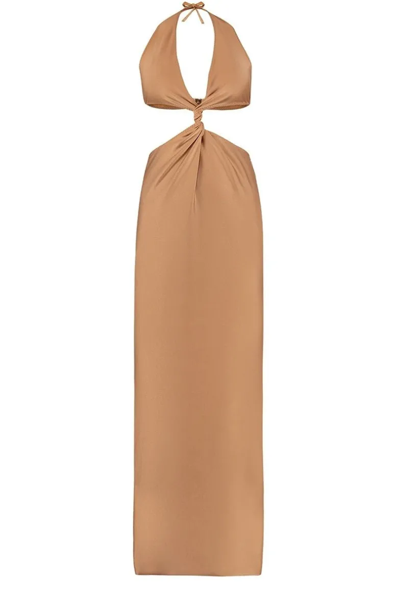 Dresses<CULT MIA AUDREY CUT-OUT MAXI DRESS Cognac