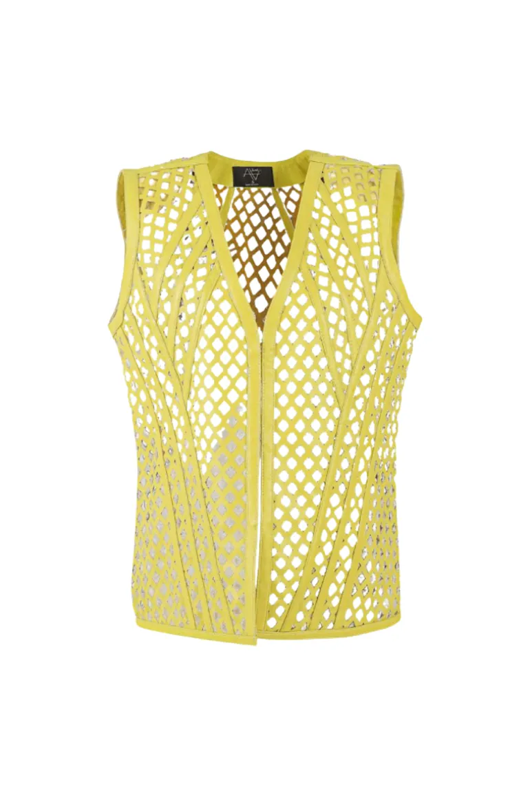 Jackets<CULT MIA AURELIA LEATHER VEST Yellow