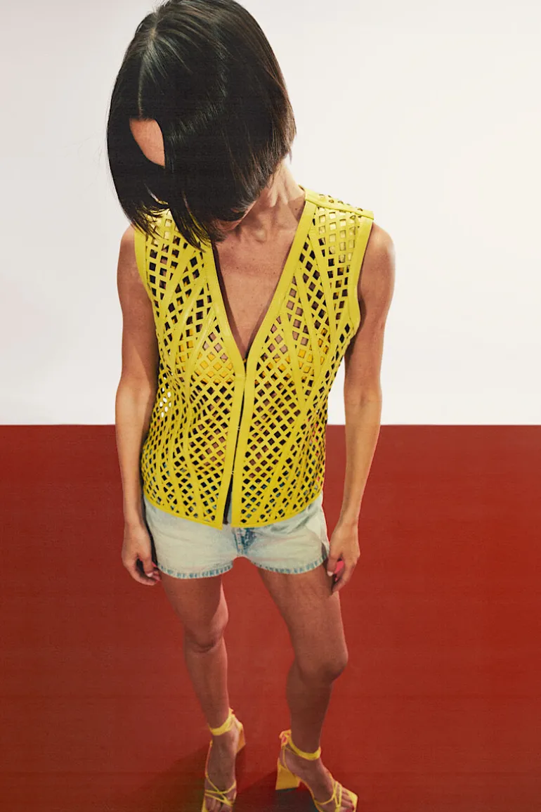 Jackets<CULT MIA AURELIA LEATHER VEST Yellow