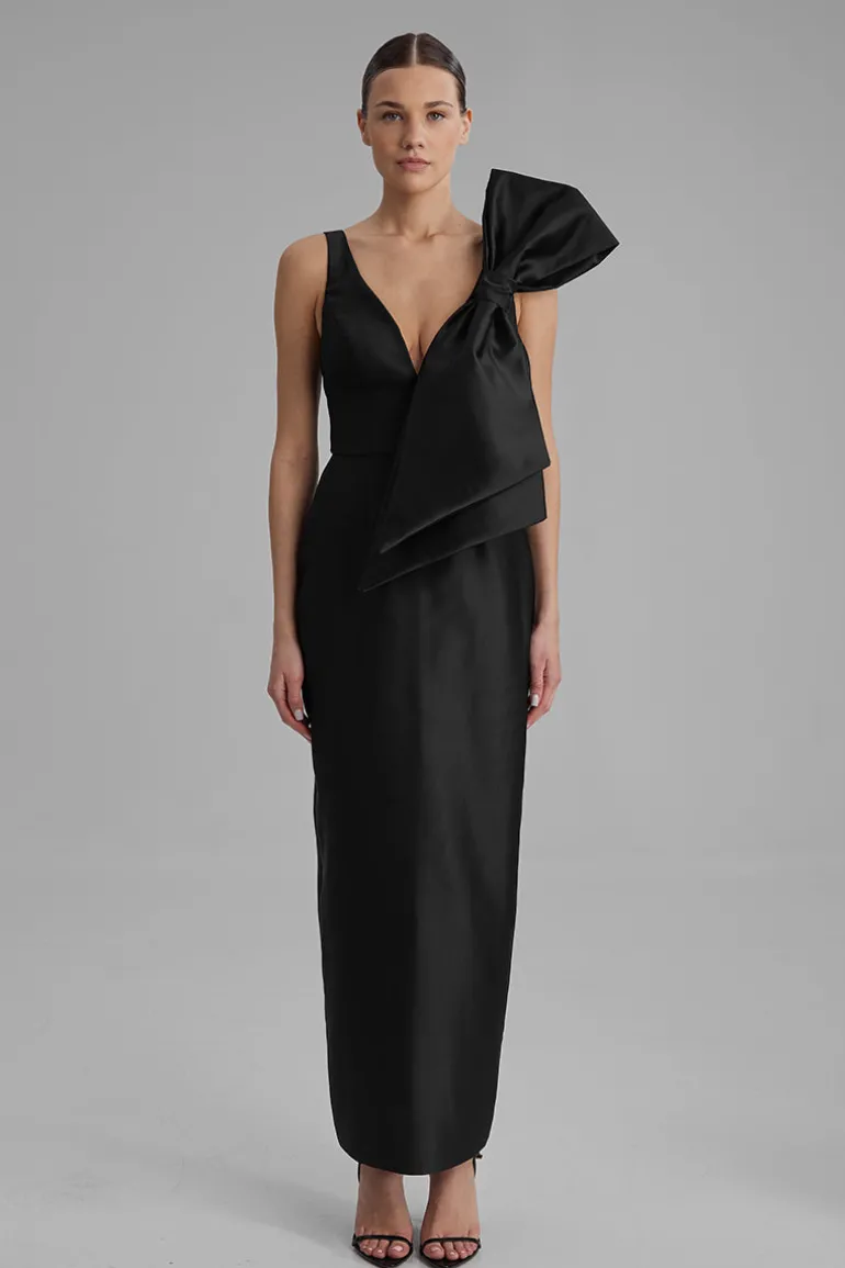 Dresses<CULT MIA AVA BLACK AND SIDE BOW MAXI DRESS Jet Black